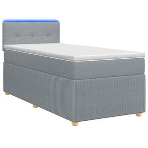 vidaXL Lit boxspring avec matelas Gris clair 90 x 190 cm Tissu