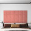 vidaXL T&ecirc;te de lit murale 12 pcs Rose 30 x 30 cm Velours