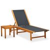 vidaXL Chaise longue avec table Bois d'acacia solide et textil&egrave;ne