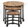 vidaXL Tables d'appoint 3 pcs Bois de manguier brut