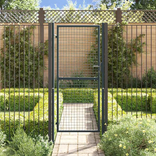 vidaXL Portail de jardin grillag&eacute; en acier galvanis&eacute; gris 100 x 200 cm