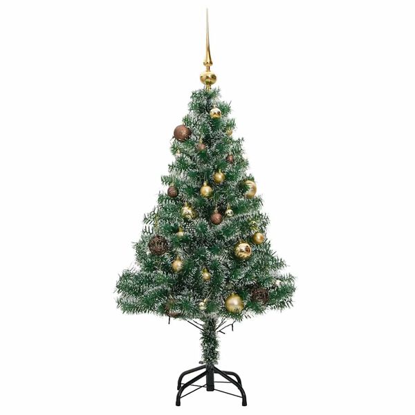 vidaXL Sapin de No&euml;l artificiel 150 LED&boules&neige floqu&eacute;e 150 cm