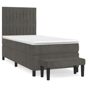 vidaXL Sommier &agrave; lattes de lit et matelas Gris fonc&eacute; 90x190 cm Velours