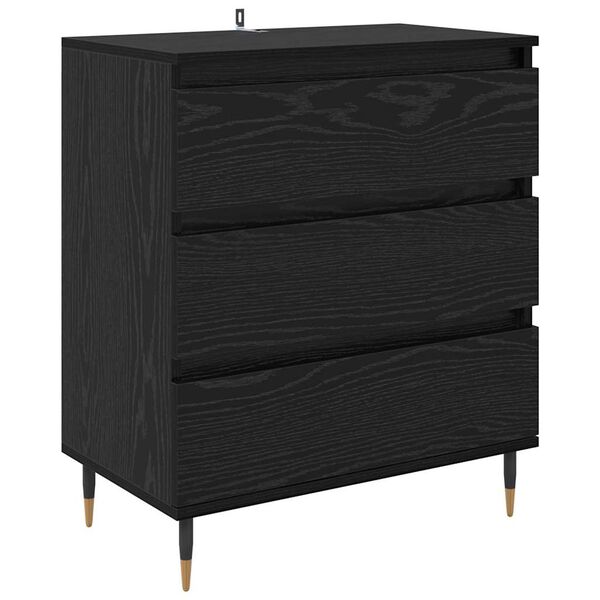 vidaXL Buffet avec tiroir Ch&ecirc;ne noir 60 x 35 x 70 cm Bois d'ing&eacute;nierie