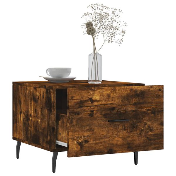 vidaXL Table basse Ch&ecirc;ne fum&eacute; 50x50x40 cm Bois d'ing&eacute;nierie
