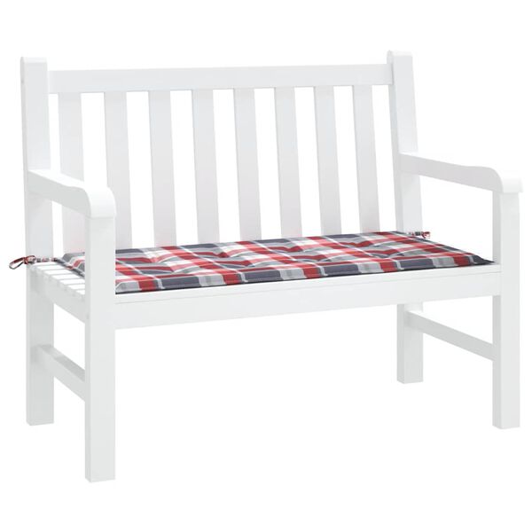 vidaXL Coussin de banc de jardin motif &agrave; carreaux rouges 120x50x3 cm
