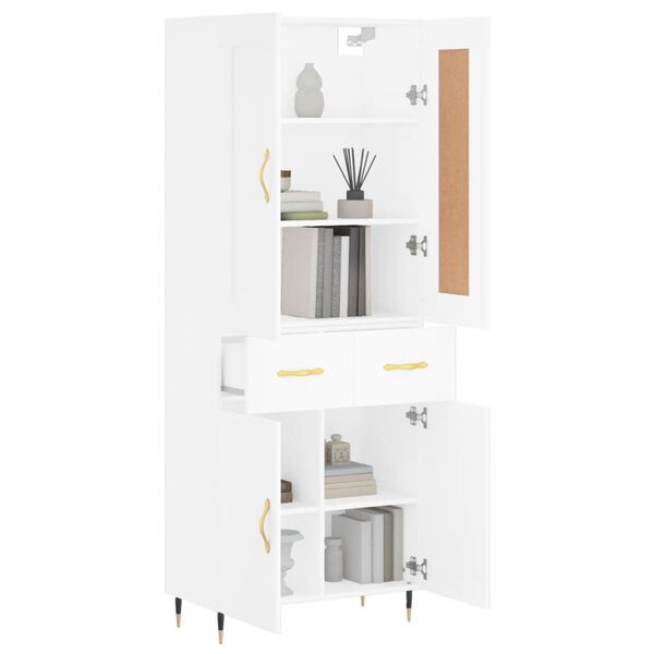 vidaXL Buffet haut Blanc 69,5x34x180 cm Bois d'ing&eacute;nierie