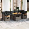 vidaXL Salon de jardin avec coussins 8 pcs gris r&eacute;sine tress&eacute;e acacia
