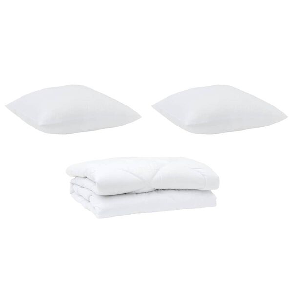 vidaXL Couette avec oreiller 3 pcs Blanc Microfibre