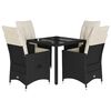 vidaXL Ensemble &agrave; manger de jardin coussins 5pcs Noir R&eacute;sine tress&eacute;e