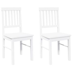 vidaXL Chaises &agrave; manger 2 pcs blanc bois massif caoutchouc
