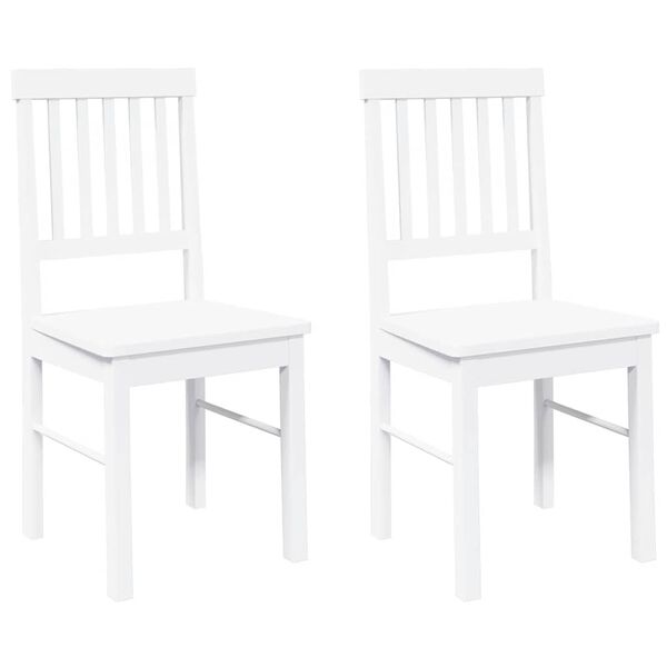vidaXL Chaises à manger 2 pcs blanc bois massif caoutchouc