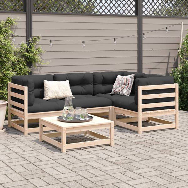 vidaXL Salon de jardin 5 pcs bois de pin massif