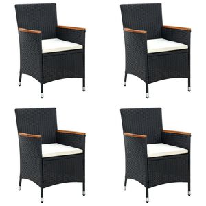 vidaXL Chaises &agrave; manger de jardin lot de 4 R&eacute;sine tress&eacute;e Noir