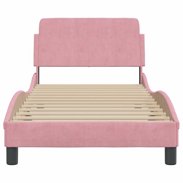 vidaXL Cadre de lit avec t&ecirc;te de lit Dover rose 90x190 cm velours