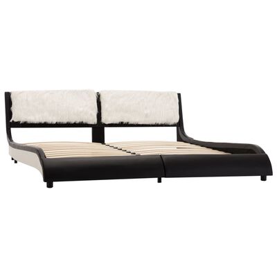 vidaXL Cadre de lit avec LED Noir et blanc Similicuir 150x200 cm