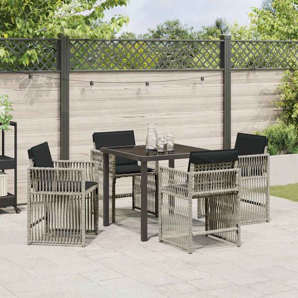 vidaXL Ensemble de salle &agrave; manger pour jardin 5 pcs Gris clair