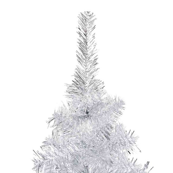 vidaXL Arbre de No&euml;l artificiel pr&eacute;-&eacute;clair&eacute;/boules argent&eacute; 210 cm PET