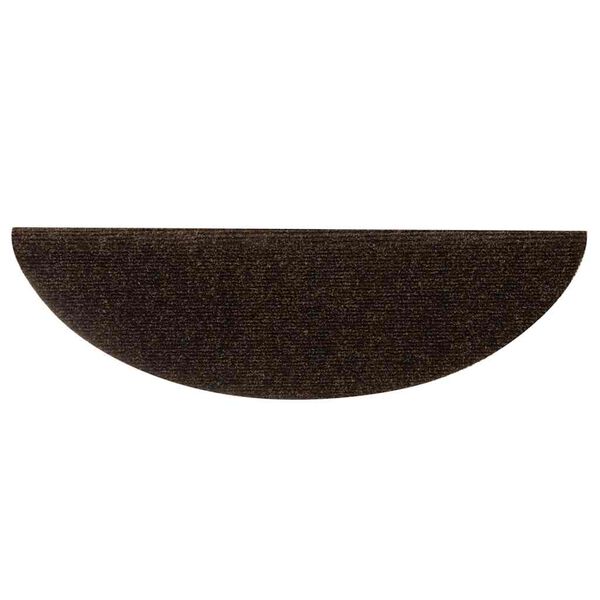 vidaXL Tapis d'escalier auto-adh&eacute;sifs 10 pi&egrave;ces 56 x 17 x 3 cm Marron Demi-rond
