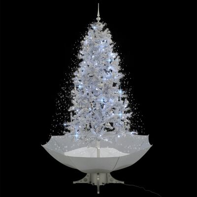 vidaXL Arbre de Noël neigeux avec base de parapluie Blanc 190 cm