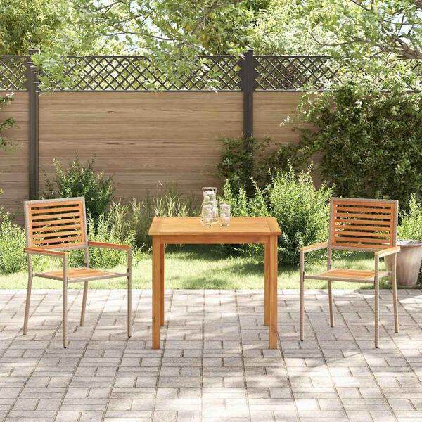 vidaXL Ensemble de salle à manger pour jardin 3 pcs Beige Poly rotin