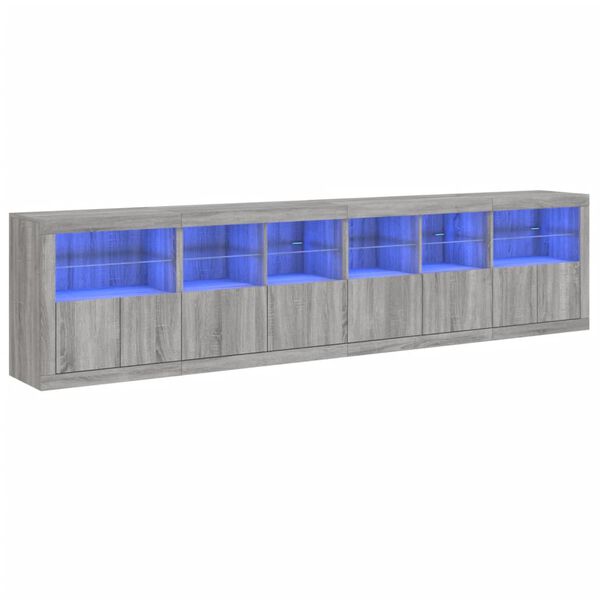vidaXL Buffet avec lumières LED sonoma gris 283x37x67 cm