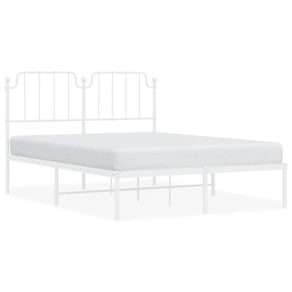 vidaXL Cadre de lit m&eacute;tal sans matelas et t&ecirc;te de lit blanc 135x190 cm