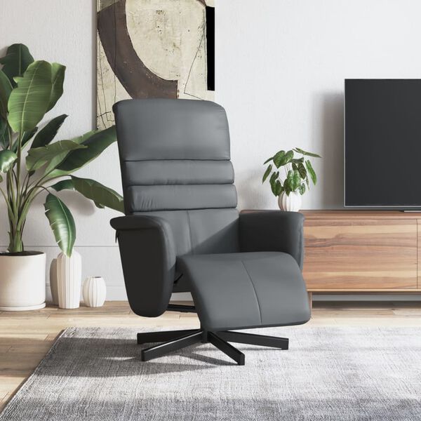 vidaXL Fauteuil inclinable avec repose-pieds gris similicuir