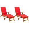 vidaXL Chaise longue inclinable et pliable avec coussin 2 pcs Rouge