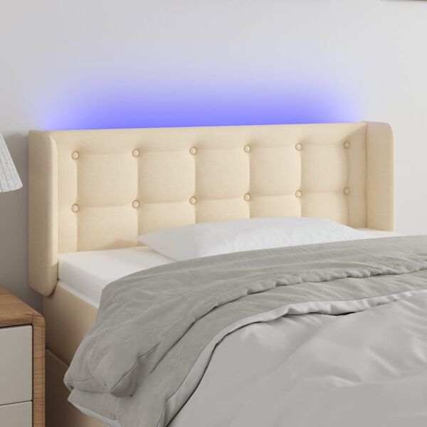 vidaXL T&ecirc;te de lit &agrave; LED Cr&egrave;me 83x16x78/88 cm Tissu