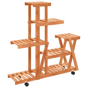vidaXL Support &agrave; fleurs avec roues 95x25x101 cm bois massif de sapin