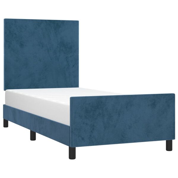 vidaXL Cadre de lit sans matelas bleu fonc&eacute; 90x190 cm velours