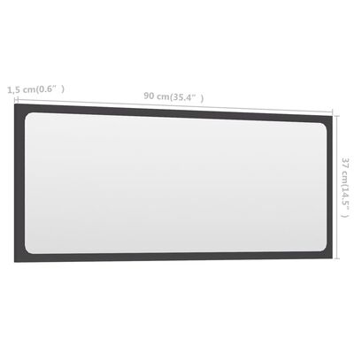vidaXL Miroir de salle de bain Gris 90x1,5x37 cm Aggloméré