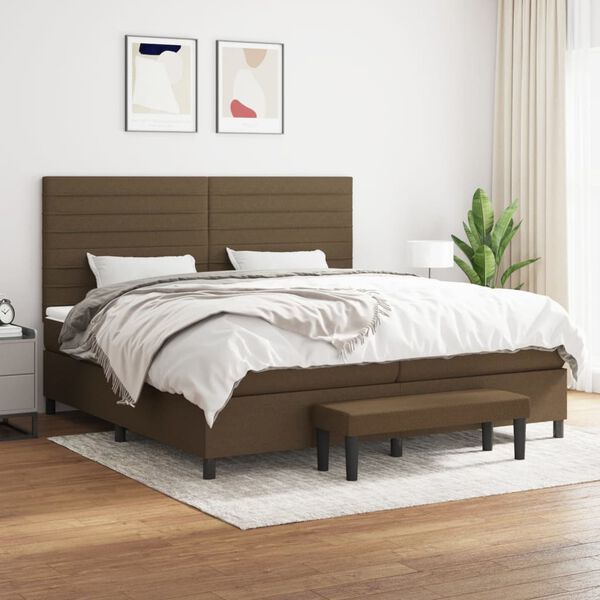 vidaXL Sommier &agrave; lattes de lit avec matelas Marron fonc&eacute; 200x200 cm