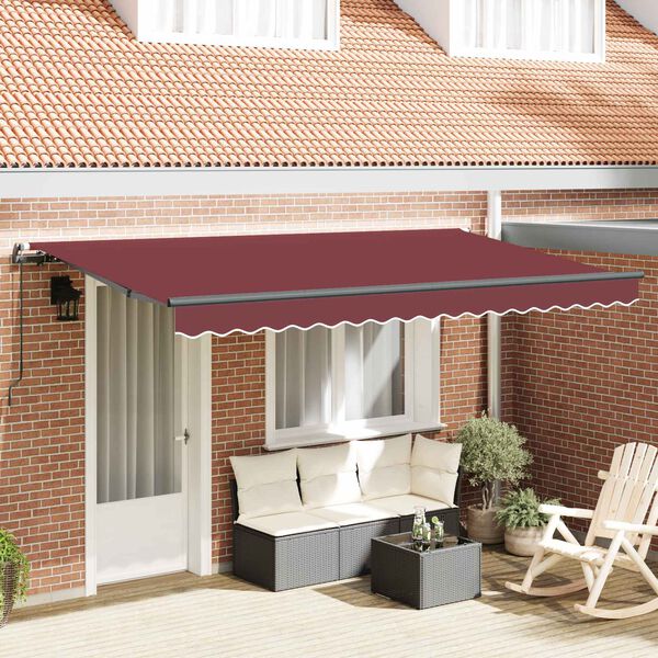 vidaXL Auvent R&eacute;tractable Bordeaux 400 x 200 cm tissu
