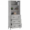 vidaXL Buffet haut Gris béton 69,5x34x180 cm Bois d'ingénierie