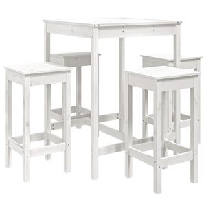 vidaXL Ensemble de bar de jardin 5 pcs blanc bois massif de pin