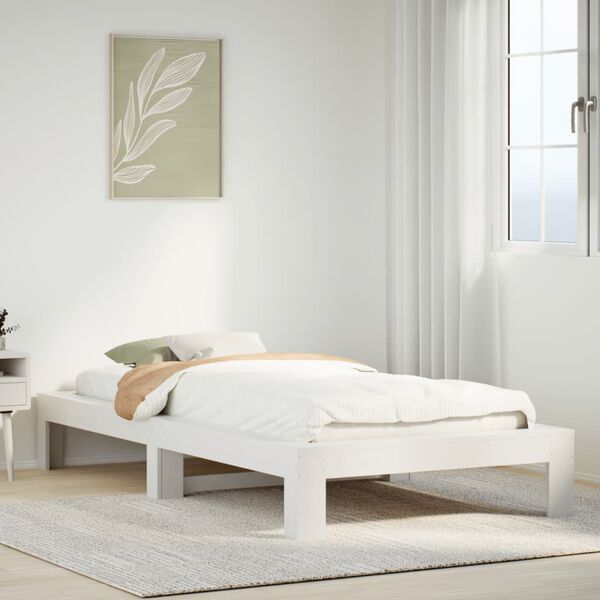 vidaXL Cadre de lit sans matelas blanc 90x190 cm bois de pin massif
