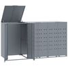 vidaXL Rangement &agrave; roulettes pour poubelles pour 3 bacs gris acier