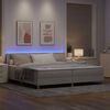 vidaXL Lit &agrave; ressort LED avec matelas Taupe 200 x 200 cm tissu