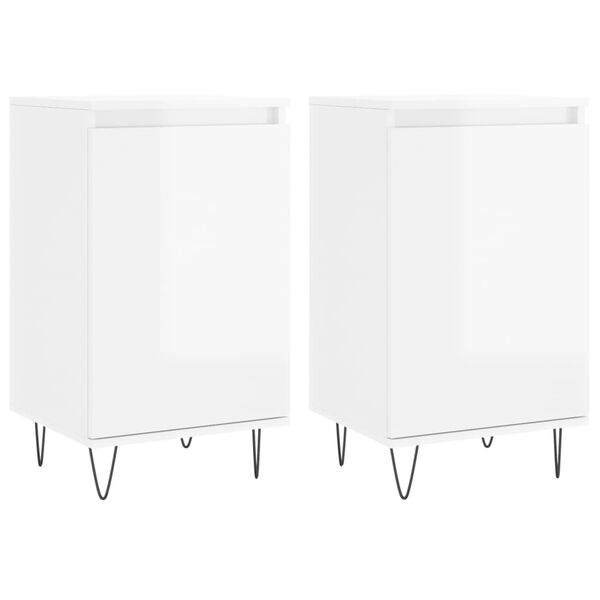 vidaXL Buffets 2 pcs blanc brillant 40x35x70 cm bois d'ing&eacute;nierie