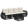 vidaXL Ensemble de canap&eacute; de jardin 5 pc Noir et blanc cr&egrave;me polyrotin