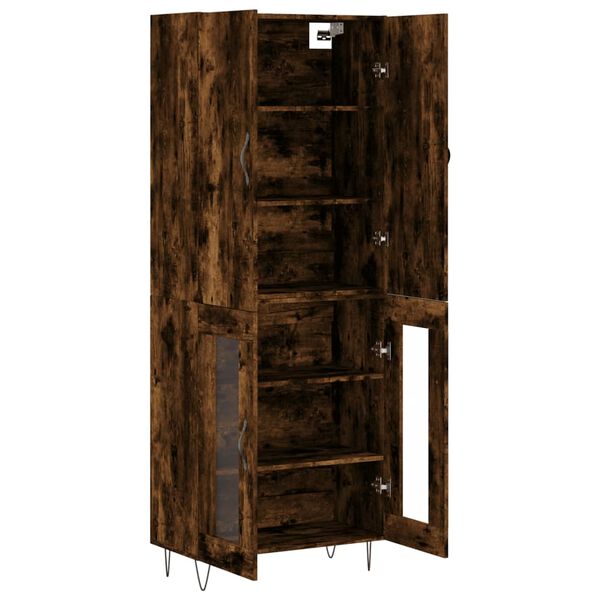 vidaXL Buffet haut Ch&ecirc;ne fum&eacute; 69,5x34x180 cm Bois d'ing&eacute;nierie