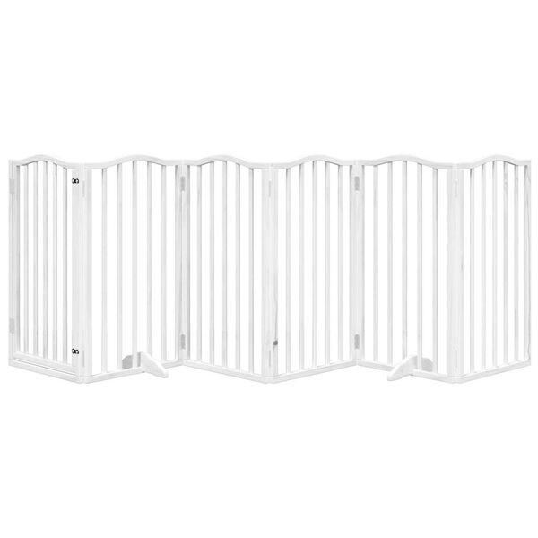 vidaXL Barri&egrave;re pour chiens et porte 6 panneaux blanc bois de peuplier
