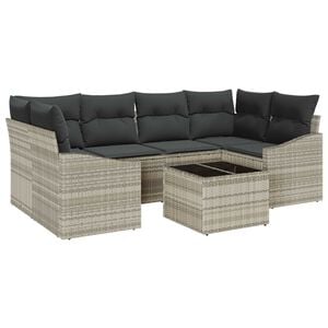 vidaXL Ensemble de Canap&eacute;s 7 pc Gris clair et gris fonc&eacute; polyrotin