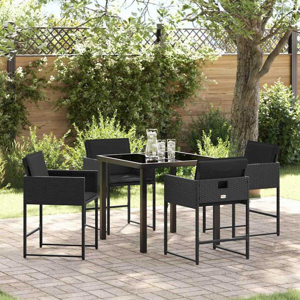 vidaXL Ensemble de salle &agrave; manger pour jardin 5 pcs Noir polyrotin