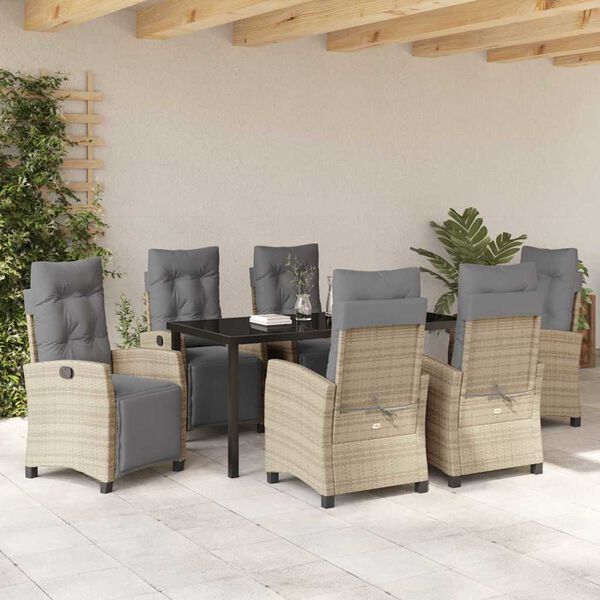 vidaXL Ensemble de salle à manger pour jardin 7 pcs Beige polyrotin
