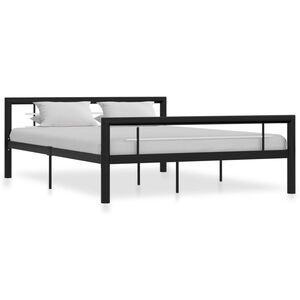 vidaXL Cadre de lit sans matelas noir et blanc m&eacute;tal 120x200 cm