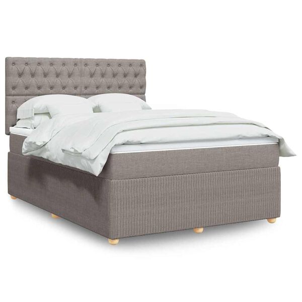 vidaXL Sommier &agrave; lattes de lit avec matelas Taupe 140x190 cm Tissu