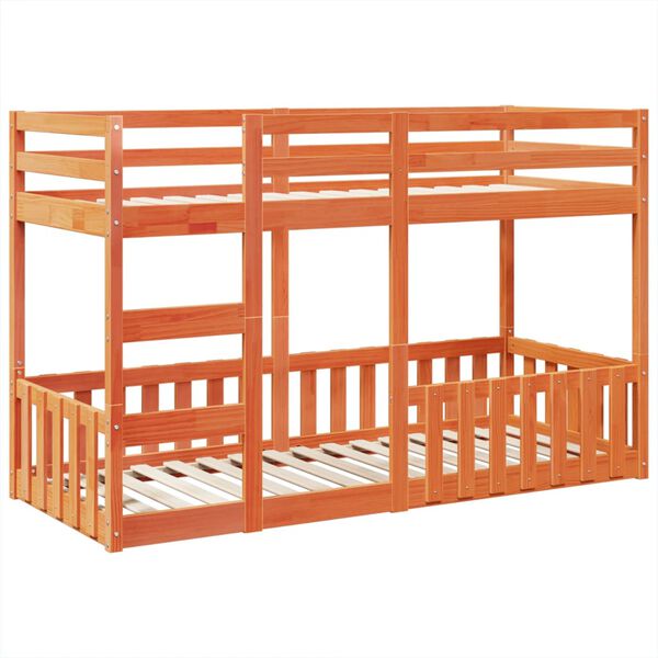 vidaXL Lit superpos&eacute; cire marron 90x190 cm bois de pin massif